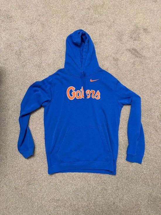 Nike Blue Hoodie with Orange Script - Picture 1 of 2